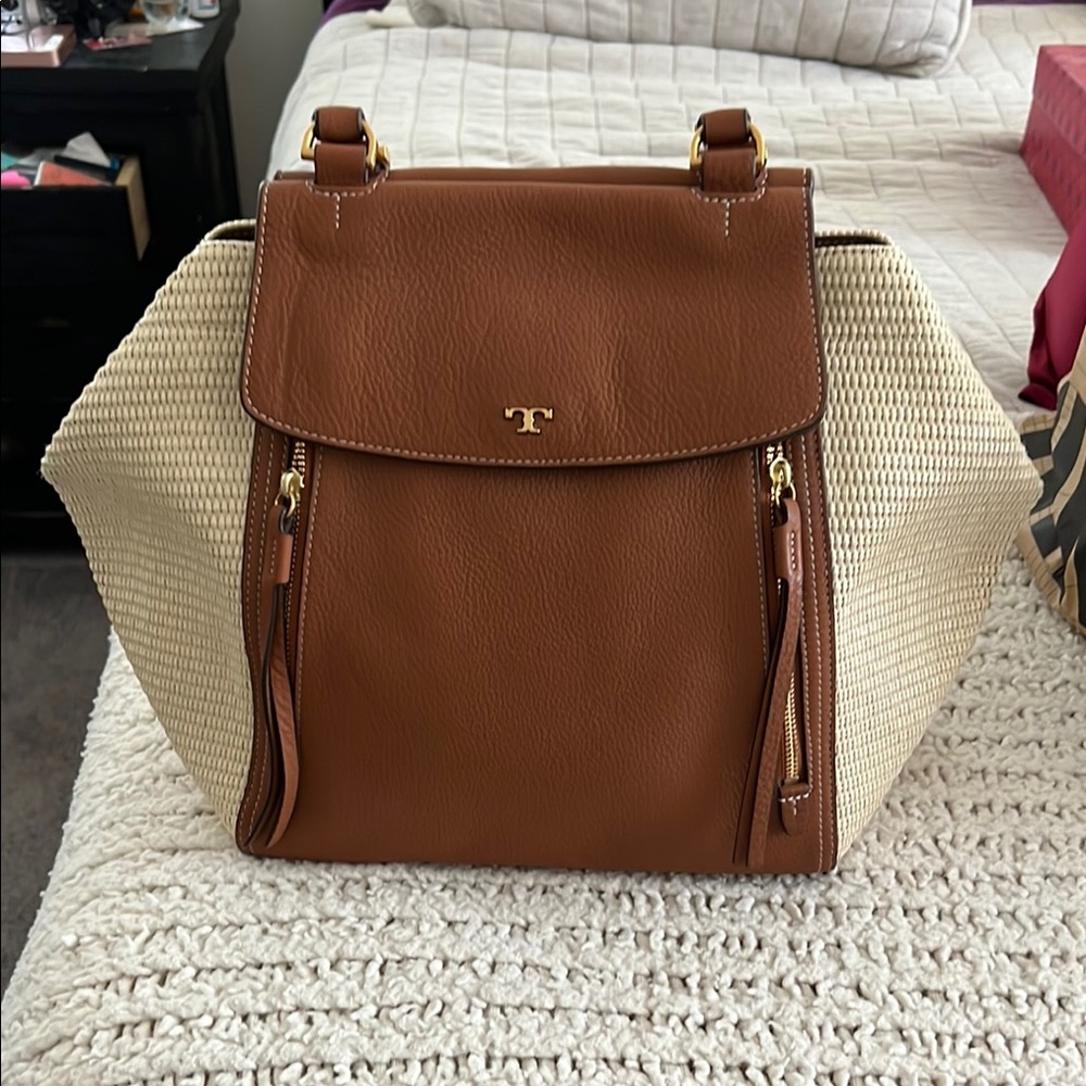 Tory Burch Brown and Cream Tote Bag
